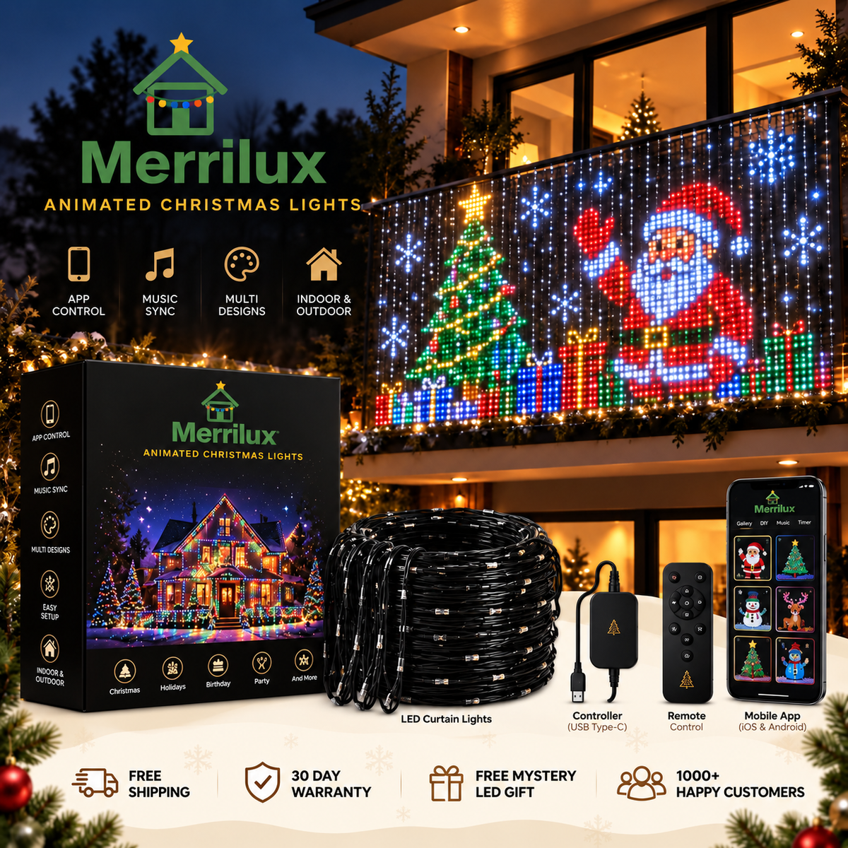Merrilux™ Smart Animated Christmas Balcony Lights